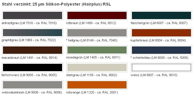 dachpfanne luxmetall farben silikon