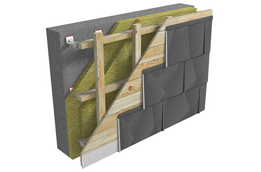 PREFA-Wandaufbau-Fassadenpaneel-FX12-Holz-Unterkonstruktion-Vollschalung